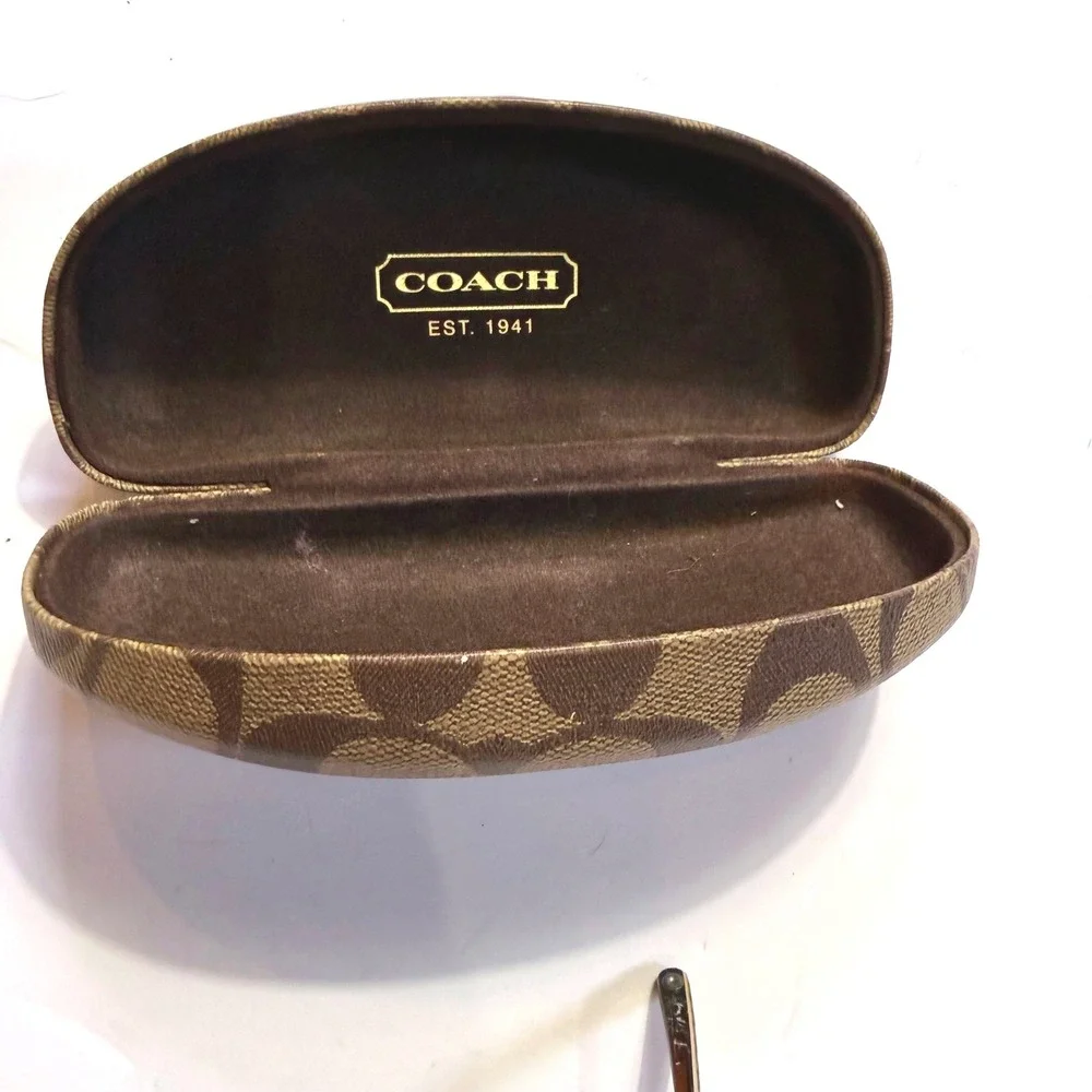Coach Brown Signature Monogram Oval Eyeglass Frames with Hard Case